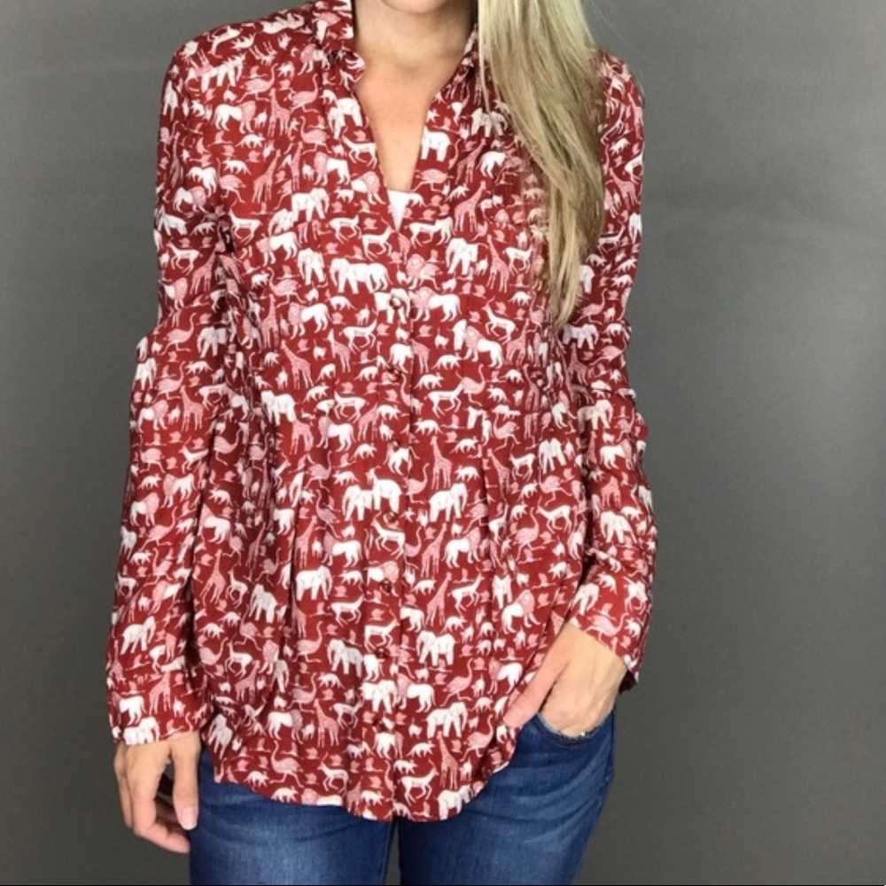 Anthropologie Maeve Safari Animal Blouse | 8